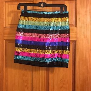 🆕 Express High Waisted Sequin Stripe Mini Skirt